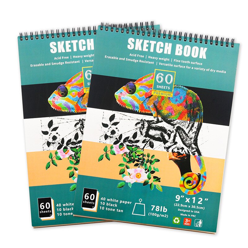 2-pack sketchbook blank coil notebook color lead painting book art students go out sketch paper 22.9x30.5cm: Default Title