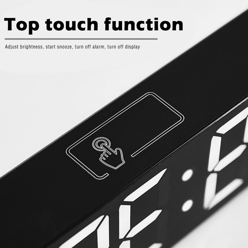 Music LED Digital Alarm Clock Watch Table Clock Digital Temperature Date Display Desktop Mirror Clocks Snooze Home Table Decor