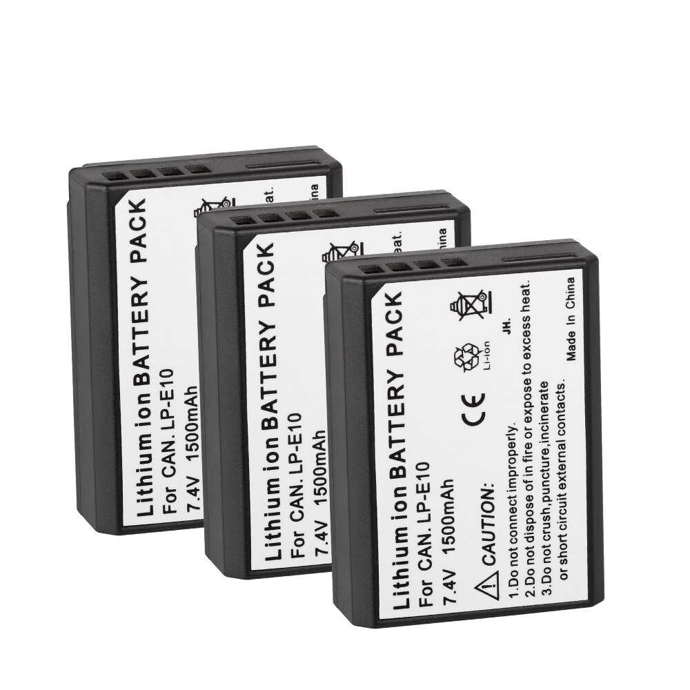 Lp -e10 lpe 10 lp e10 akku 1500 mah canon rebelille  t3 t5 kiss  x50 x70 eos 1100d 1200d 1300d e10 kameran akkua: 3 akkua