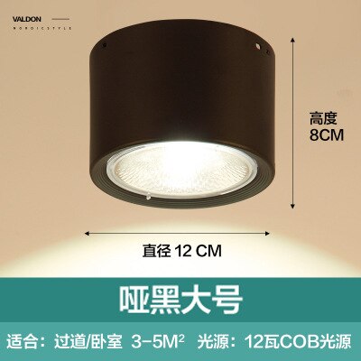 Plafond Spot Verlichting 5W 12W Nordic Hout Opbouw Plafond Spot Light Voor Ailse Bar Keuken Binnenverlichting: black 12W