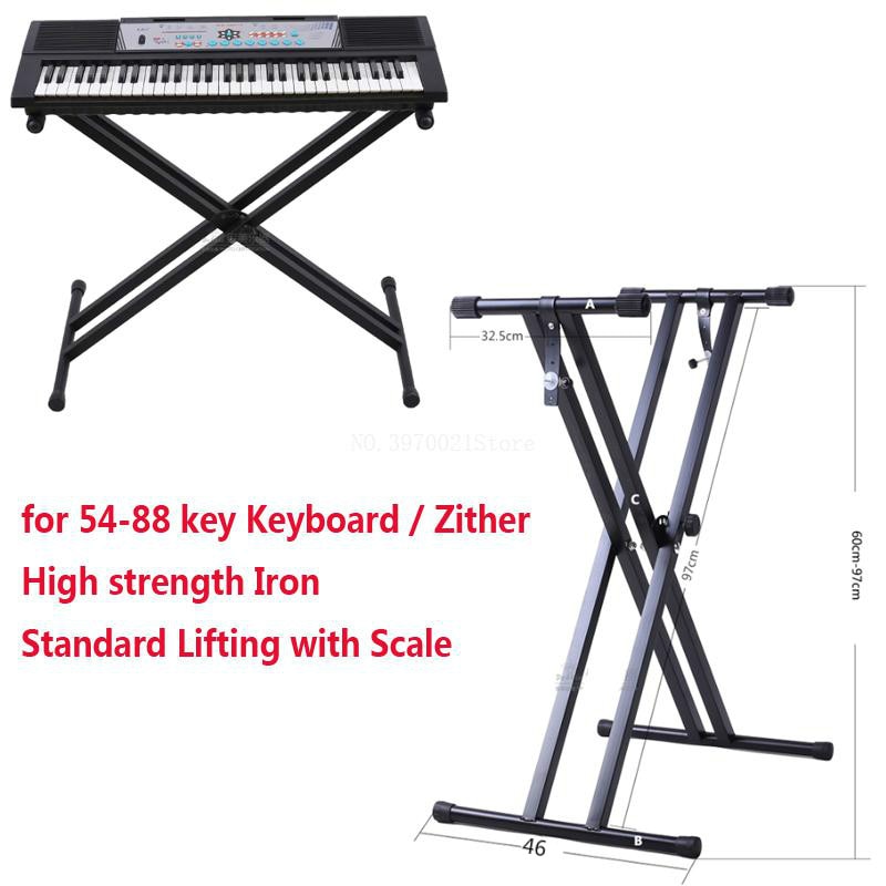 Support de support de fer de piano électronique en forme de X pour piano/cithare électrique à 61-88 touches avec échelle de levage Standard
