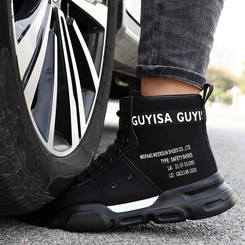 Breathable Safety Work Shoes for Men Steel Toe Cap Indestructible Working Boots Anti-puncture Non-slip Outdoor Sneakers