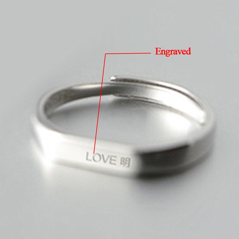 925 Sterling Silver Lover Anelli Classic Semplice Anello di Apertura per Le Donne e Gli Uomini Coppie Monili di Cerimonia Nuziale FAI DA TE Incidere: men engrave