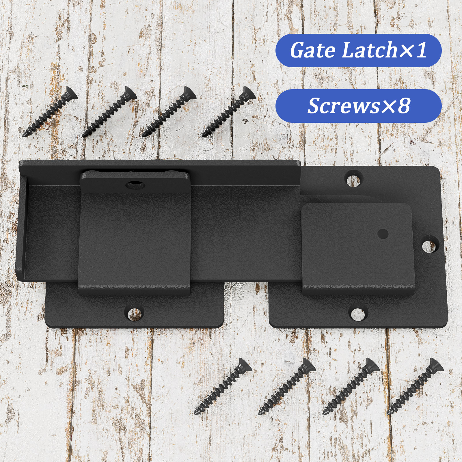 Trava de metal com cadeado, Trava de portão resistente, Fazenda, Preto fosco, Portão ao ar livre, 1 Pacote