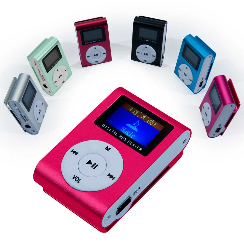 OcioDual Mini Roze MP3 Speler met CLIP Lcd-scherm en FM Radio Speler Aluminium tot 32 Gb Micro SD metalen Reader