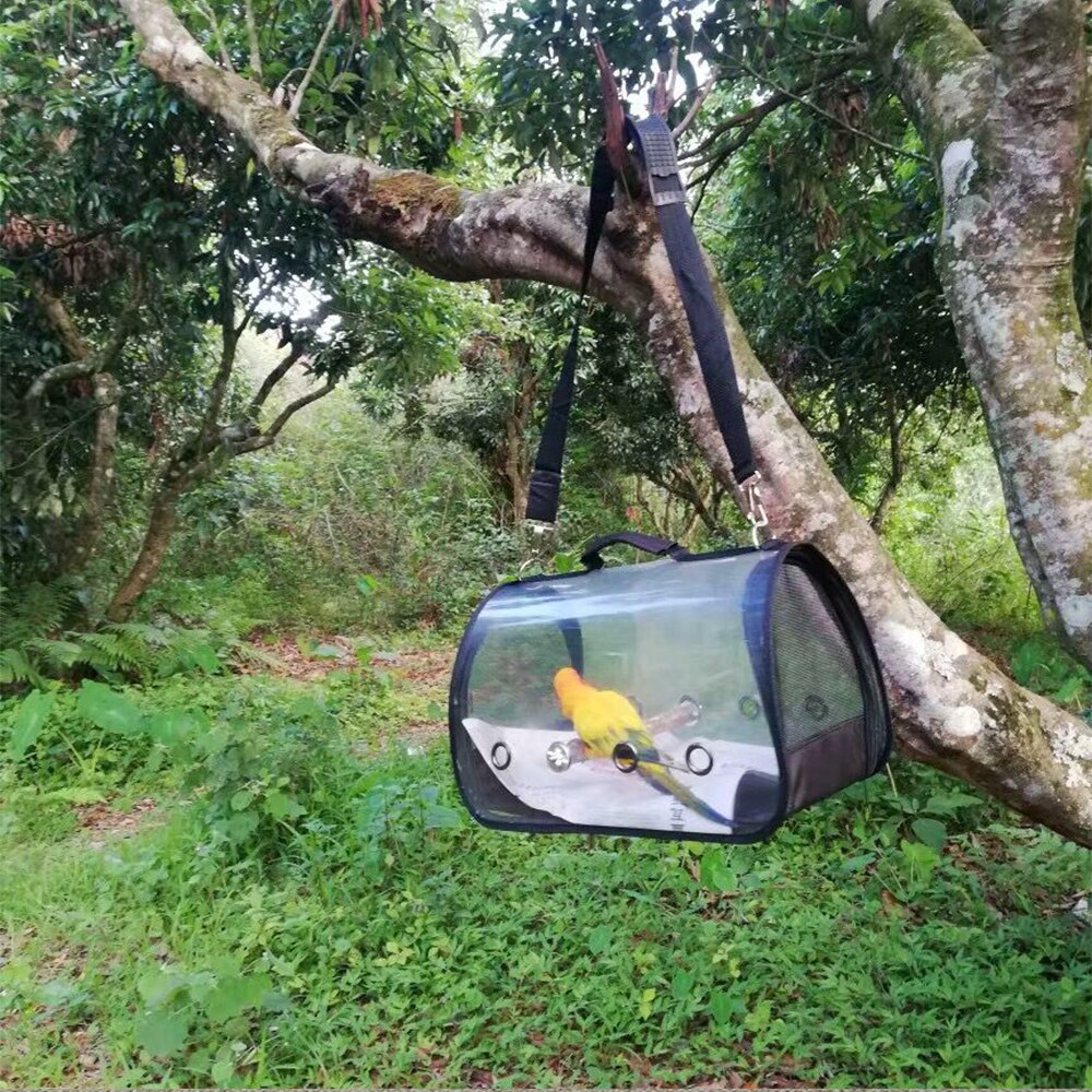 Bird Cage Plastic Transparent Outdoor Travel Cage Breathable Bird Carry Bag With Stand Pole Parrot Outing Backpack Bird Supplies