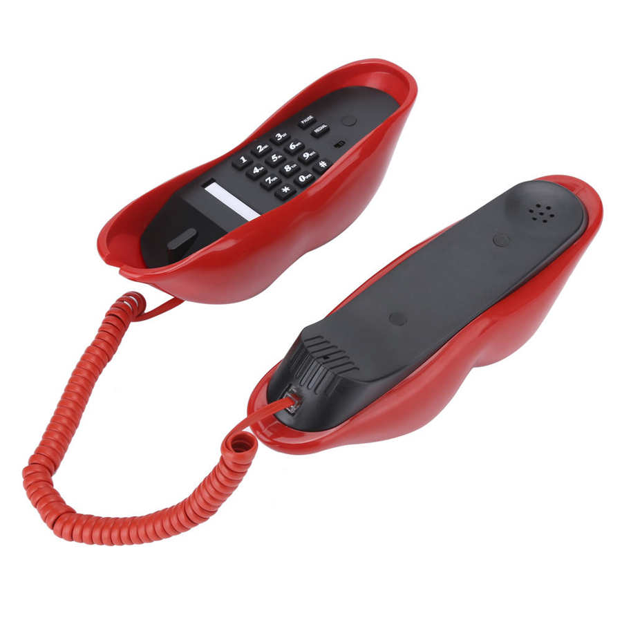 Telefone fixo em forma de lábio, telefone fixo na mesa e com fio vermelho, para decoração em casa, escritório e hotel