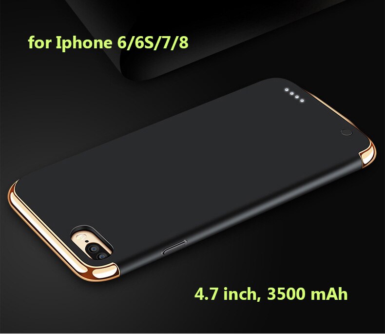 Ładowarka etui do iPhone 6 6S 7 8 7P 8P 11Pro 12Pro Max uniwersalna przenośna ładowarka banku mocy 5500mAh do 6000mAh: black 4.7 inch