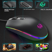 Wired RGB Colorful Gaming Mouse 4 Programmable Buttons 1600 DPI Adjustable Optical Gaming Mouse Ergonomic Mouse