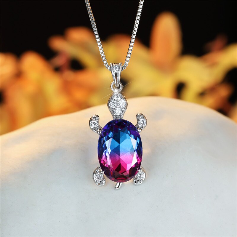 Regenboog Opaal Grote Ovale Steen Zee Schildpad Sieraden Sets Multicolor Crystal Tortoise Kettingen Oorbellen Voor Vrouwen Wedding Bridal Sets