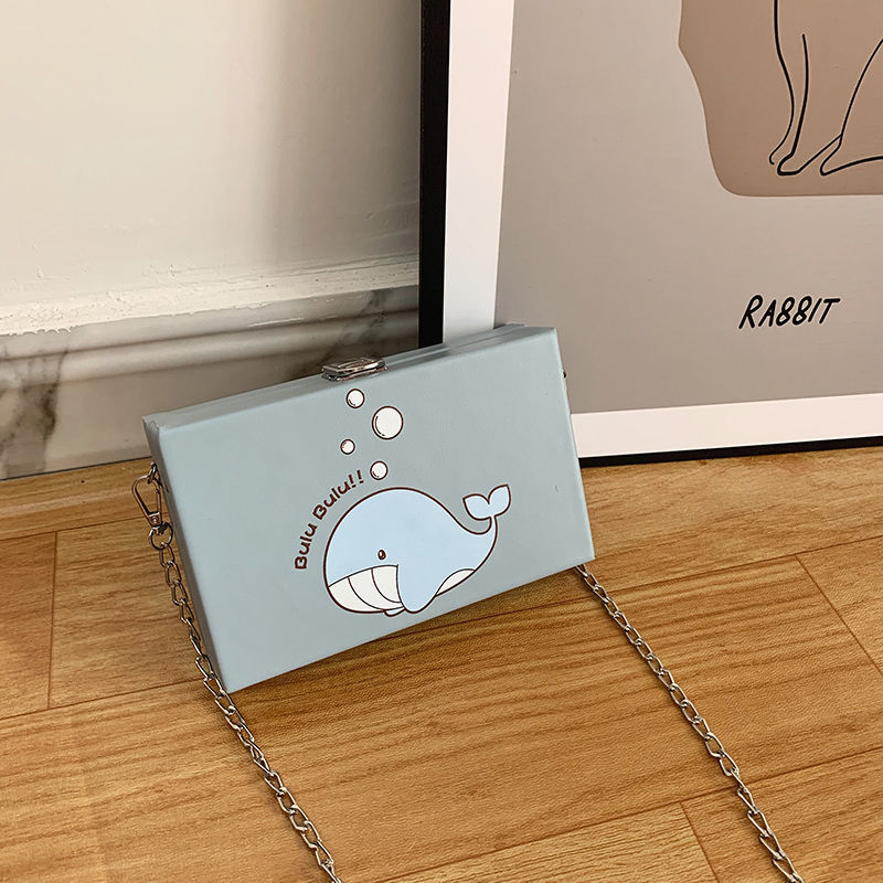 Cute Whale Pu Leather female Flap Clutch Shoulder Bag Crossbody Mini Messenger Bag For Women Bolsa