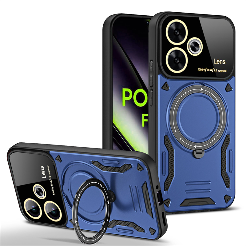 Funda For Xiaomi Poco F6 5G Case Armor Magnetic Ring Magsafe Case For PocoF6 Pocco Poko Little F 6 F6 6F Wireless Charging Cover: GRAY