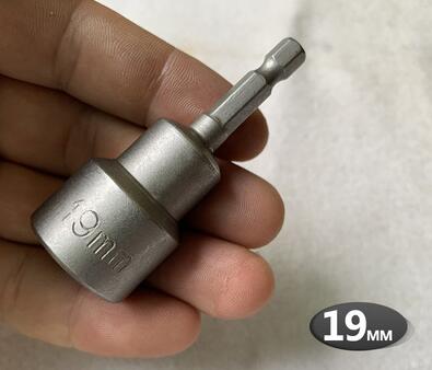 Hex Bit Socket with Magnetic, 7mm to 19mm, 65mm Long, Hexagon Socket Wrench Impact Resistant Socket for Hand /Electric Drill: 19mm