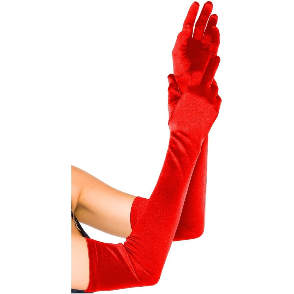 Volledige Lange Satijn Vrouw Bruiloft Handschoenen Vinger Bridal Party Dance: Rood