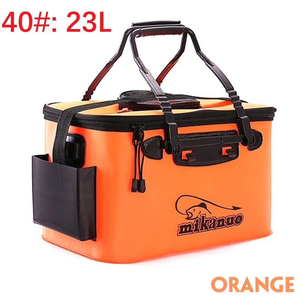 5 Sizes 11-35L Portable Zipper live Fishing Bucket Outdoor Folding EVA Fishing Bag Live Fish Bucket Camping Hiking Fishing Bag: Orange  23L