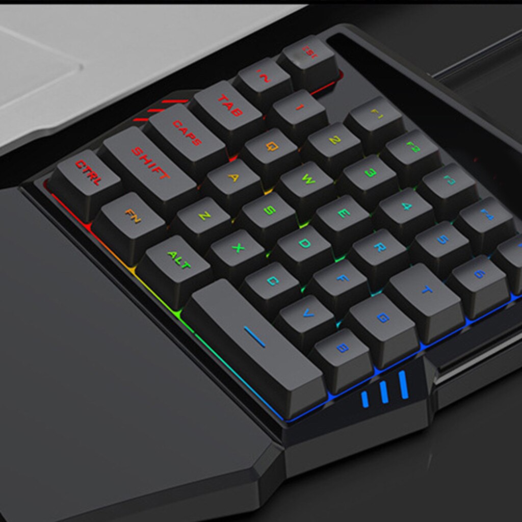 Single Hand Gaming Keyboard 35Keys RGB Luminous Backlight Gaming Keyboard for Windows PC Gamers Eat Chicken Mobile Game