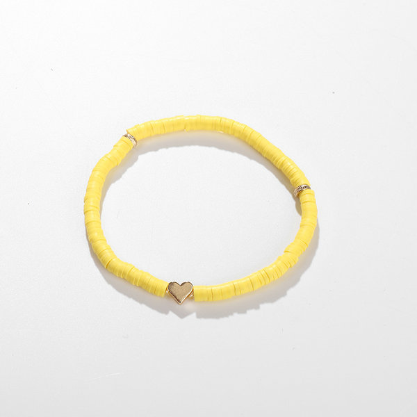 G. YCX bohème polymère argile Heishi disque perle Bracelet femmes hommes à la main disques perle extensible Bracelet ami Couple bijoux: yellow