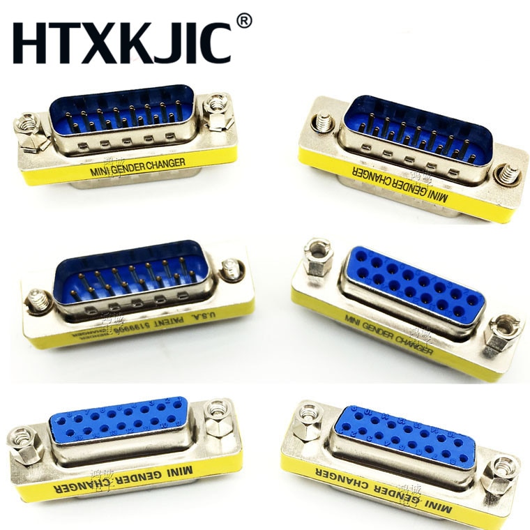 Db15 15 -pins 2 -rads hann-til-hunn-hann seriell port-kontakt d-sub com-kontakter 15 -pins 15p mini kjønnsveksleradapter