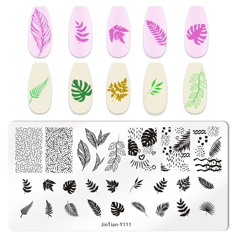 Kant Patroon Nail Art Stempelen Platen Hawaiian Style Eenvoudige Stempelen Platen Bloem Blad Nagels Printing Templates: JinTian-Y111