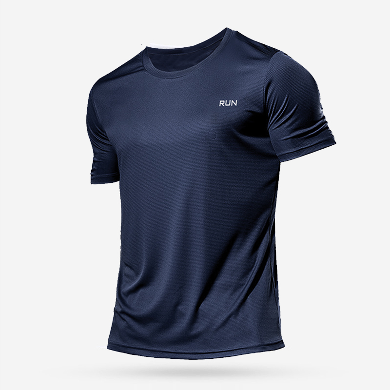 Camiseta interior de manga corta para hombre, camiseta atlética de secado rápido, ropa interior de seda ligera para correr, entrenar y Fitness, 1 unidad: L / Azul marino