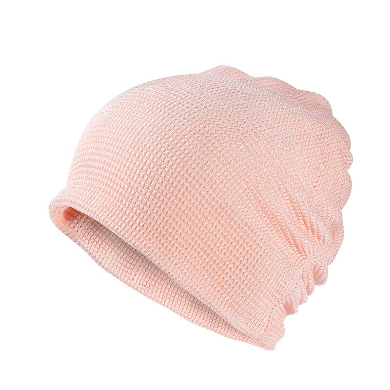 Sommer pustende turban lue kul strømpe hule hatter for kvinner menn skullies beanies panser bagyy cap maske skjerf 2 in 1 hatter: Rosa