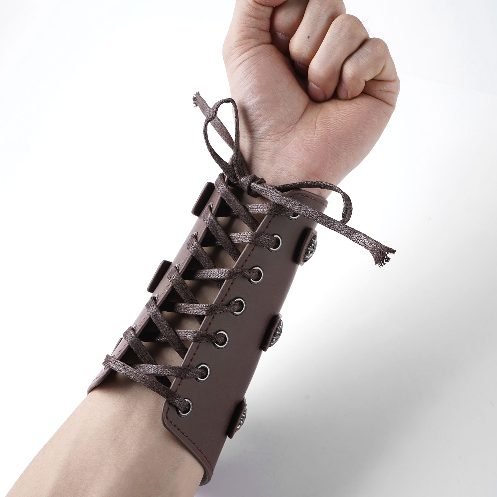 1 paar unisex Erwachsene Cosplay Armbinde Jahrgang mittelalterlich Krieger Handgelenk Bands Metall Nieten Leder Schlacht Arm Schutz Armschienen