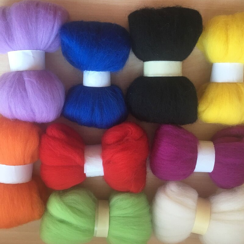 WFPFBEC wol voor vilten 90g 9 kleuren 10g/kleur