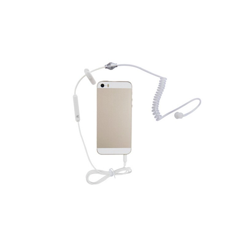 Akoestische Stralingsbescherming Anti-Straling Fbi Hoofdtelefoon Air Tube Handsfree Oortelefoon Met Microfoon Volumeregeling Oorhaak: White