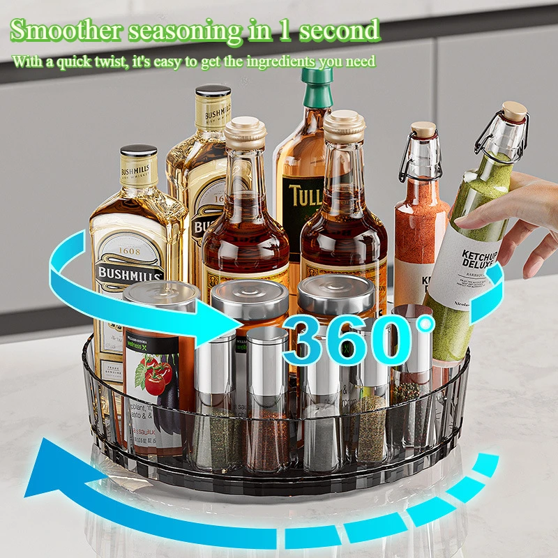 360 ° Rotierendes Gewürz-Aufbewahrungsregal, Kosmetik, Snacks, Lebensmittel, Organisieren, Drehteller, Küche, Gewürzflaschen-Aufbewahrungsregal, Obsttablett