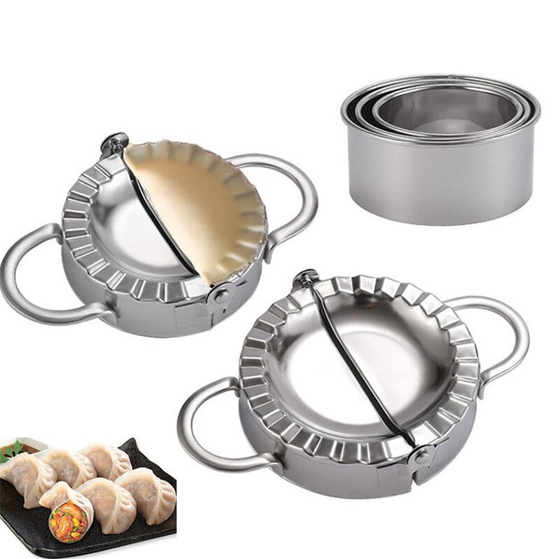 5pcs/set Stainless Steel Dumpling Maker Cutter Manual Ravioli Mold Durable Press Pierogi Dough Cutter Kitchen Dumpling Maker
