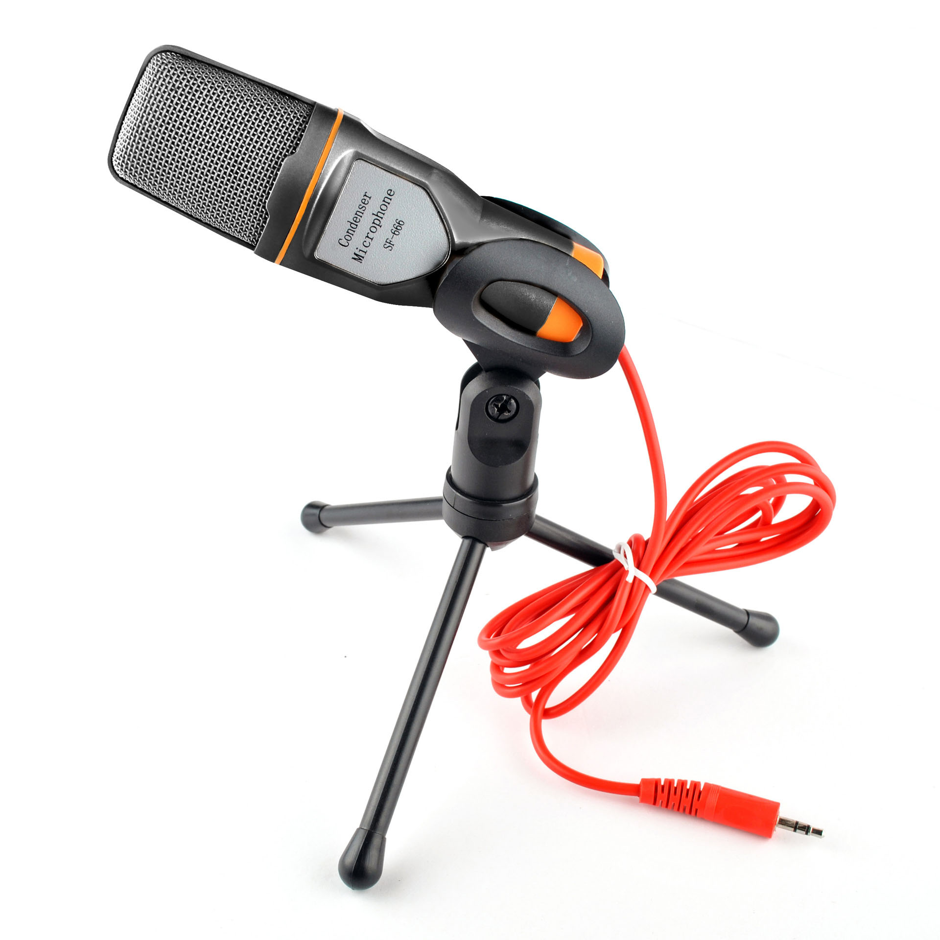 Microfone com suporte de microfone, microfone condensador de gravação profissional com entrada de 3,5 mm compatível com PC, laptop, canto e jogos