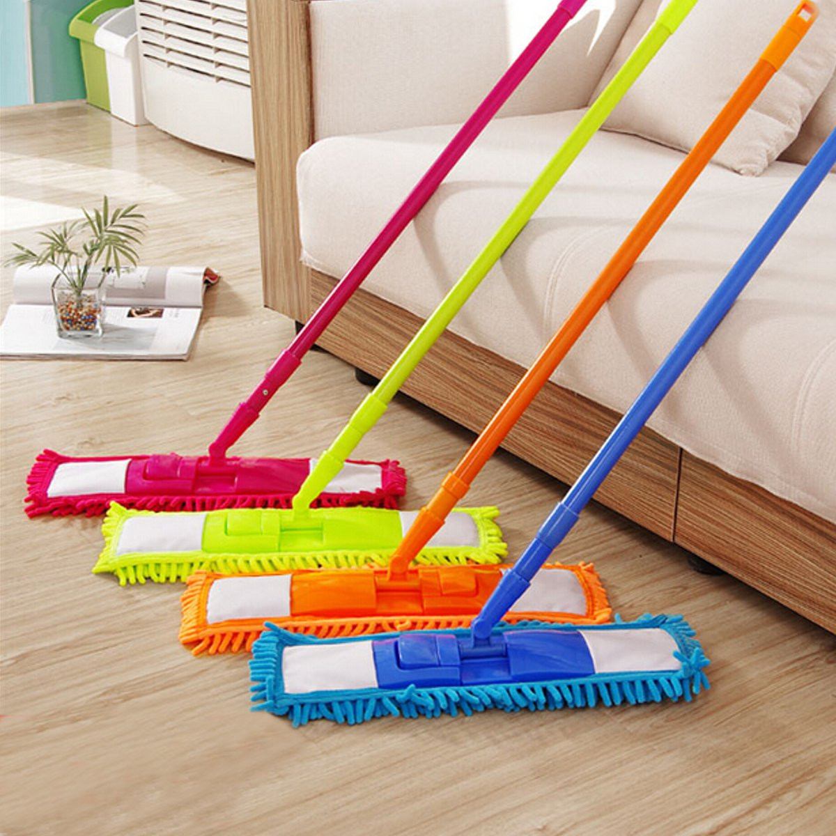 Soft Bristle Rubber Broom Sweeper Dry and Wet Cleaning Sweeper With Telescopic Handle Extendable Microfibre Floor Mop