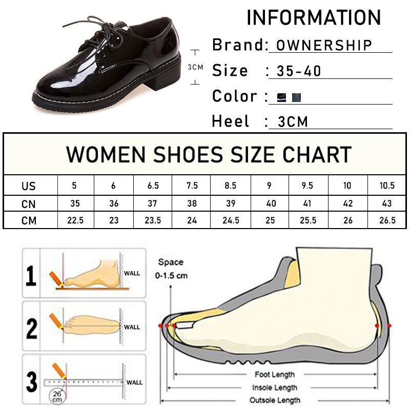 femmes Oxfords femmes lacer bureau chaussures plates dames en cuir solide chaussures femme bout rond couture confortable chaussures