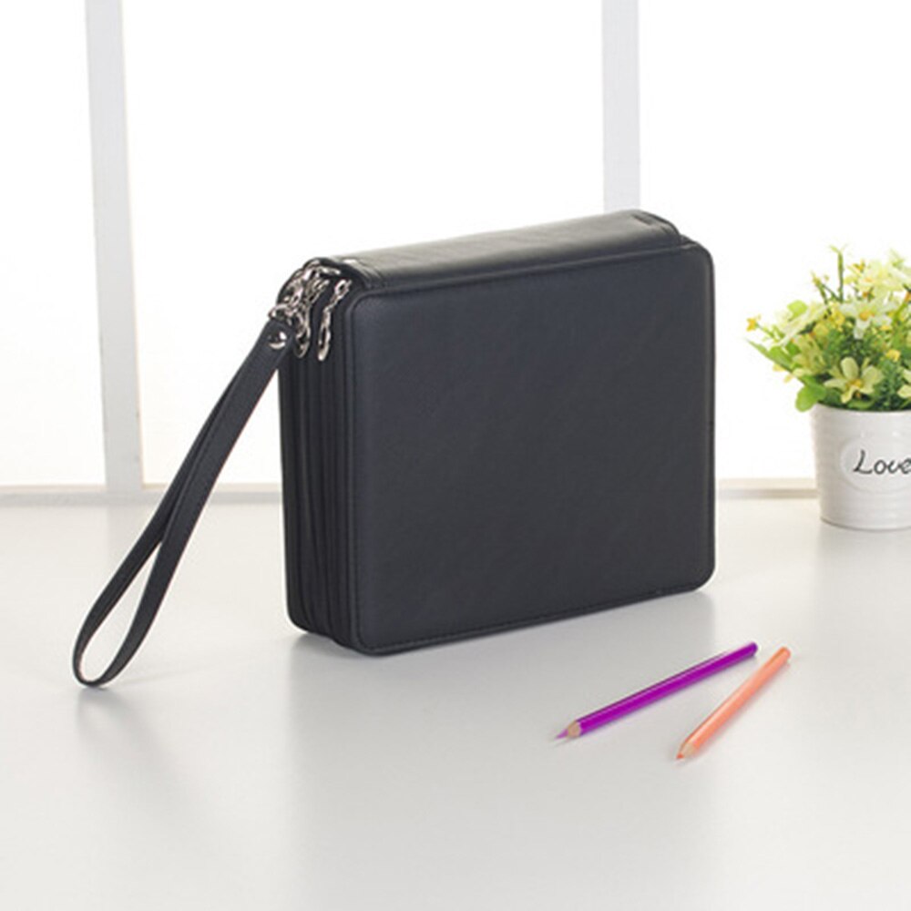 70/127/168 Holes Square Pure Color PU Pencil Case School Pen Bag for Painter Girls Boys Large Pencilcase Box Stationery