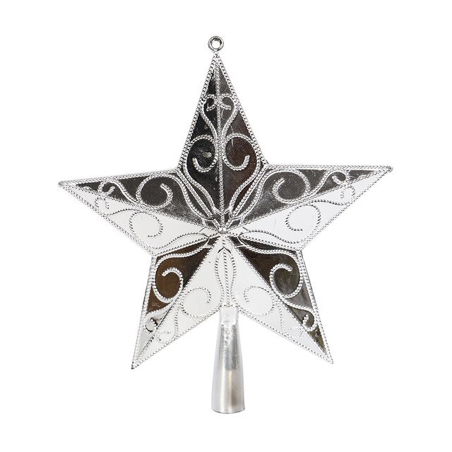Star PVC Xmas Large Star Golden/silver Prop Glittery Tree Top Decor 3D Party Shimmer Star PVC Christmas Large: Silver