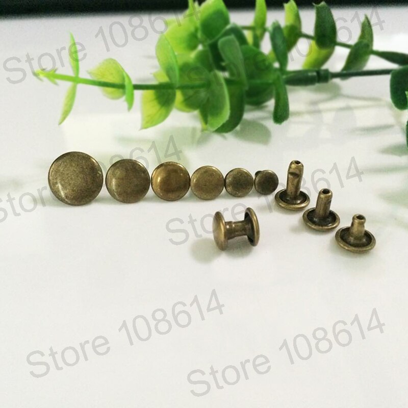 100Pcs DIY accessoires 6mm double-side klinknagels spike stud & spikes voor kledingstuk lederen accessoire Ronde platte spikes Kledingstuk Klinknagels