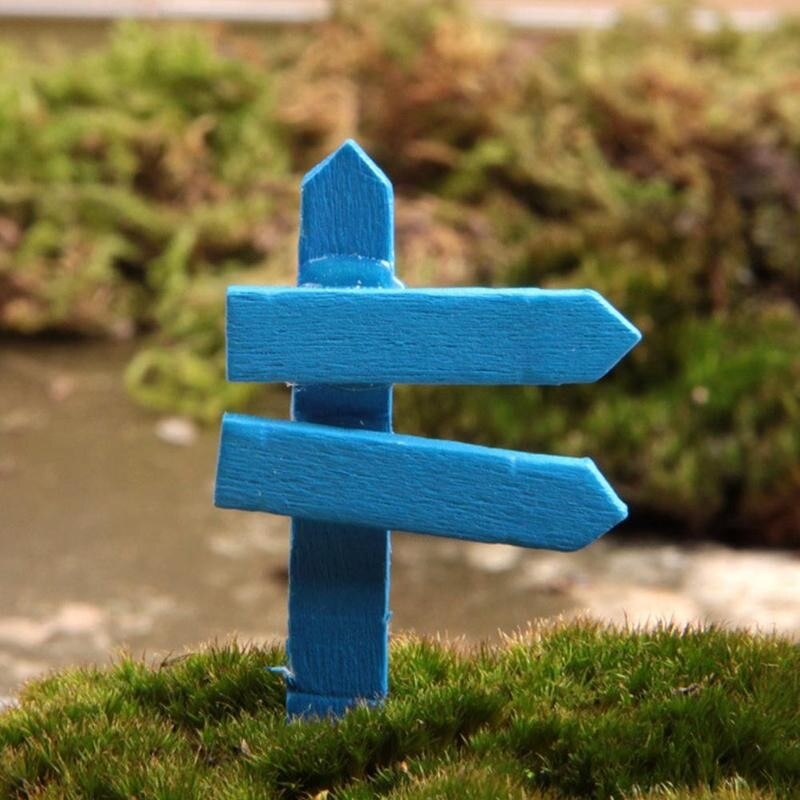 1Pcs Mini Miniatuur Houten Omheining Wegwijzer Ambachtelijke Tuin Decor Ornament Plant Pot Micro Landschap Bonsai