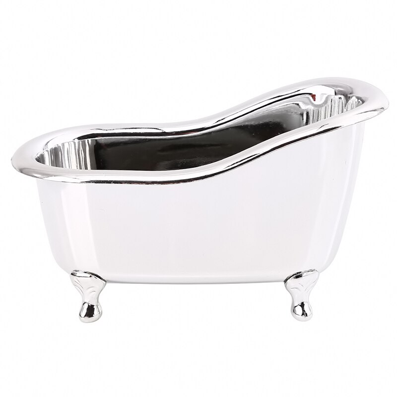 Bathtub Cosmetic Storage Box Plastic Mini Bathtub Jewelry Storage Box Desktop Sundries Storage Box Mini Flower Pot: silver