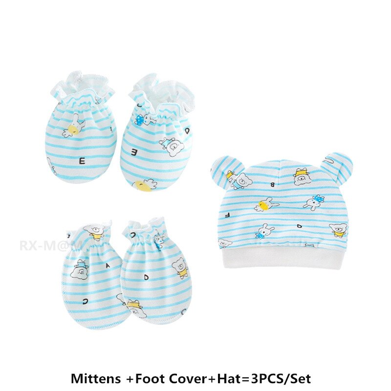 Bébé Anti rayures coton doux gants couvre-pied ensemble de chapeaux mitaines chaussettes Kit de casquette: 8