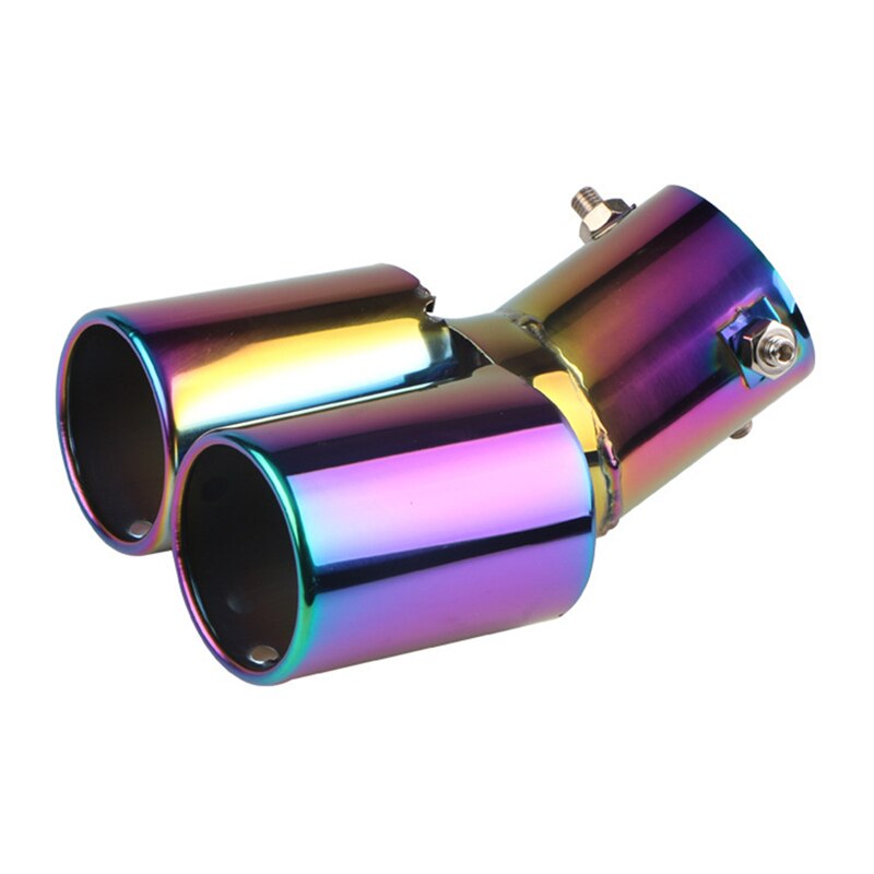 Automobile tail Dual Outlet Exhaust Tip Stainless Steel Slant Rolled Edge Auto Muffler modified Universal Car Exterior Supplies: c8