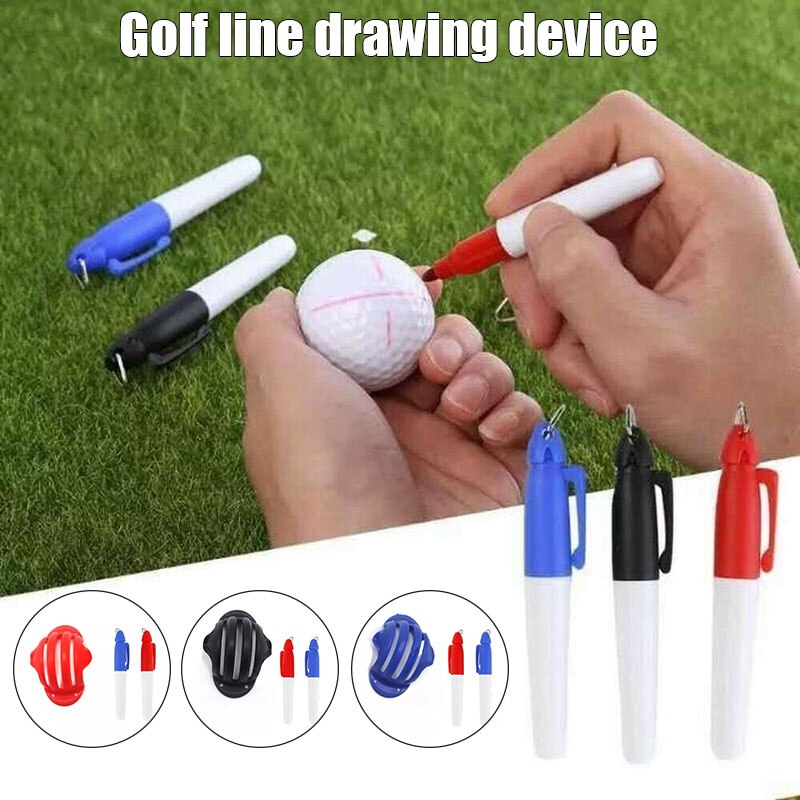 Golfball merkeør trippel spor - 3 Linjer - Inkl. 2 Penner - Treningshjelp YS-kjøpe
