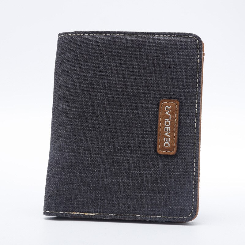 Cartera de cuero sintético para hombre, cartera masculina delgada de lona y cuero sintético, con tarjetero y estuche para tarjetas de crédito, color negro, azul y gris, 2022: Type B black