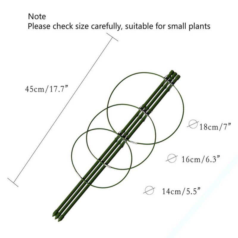 Hållbart klätterranka växtstöd 45cm/60cm plastbelagda järn växtstöd ram trädgård balkong växt blomma spaljé