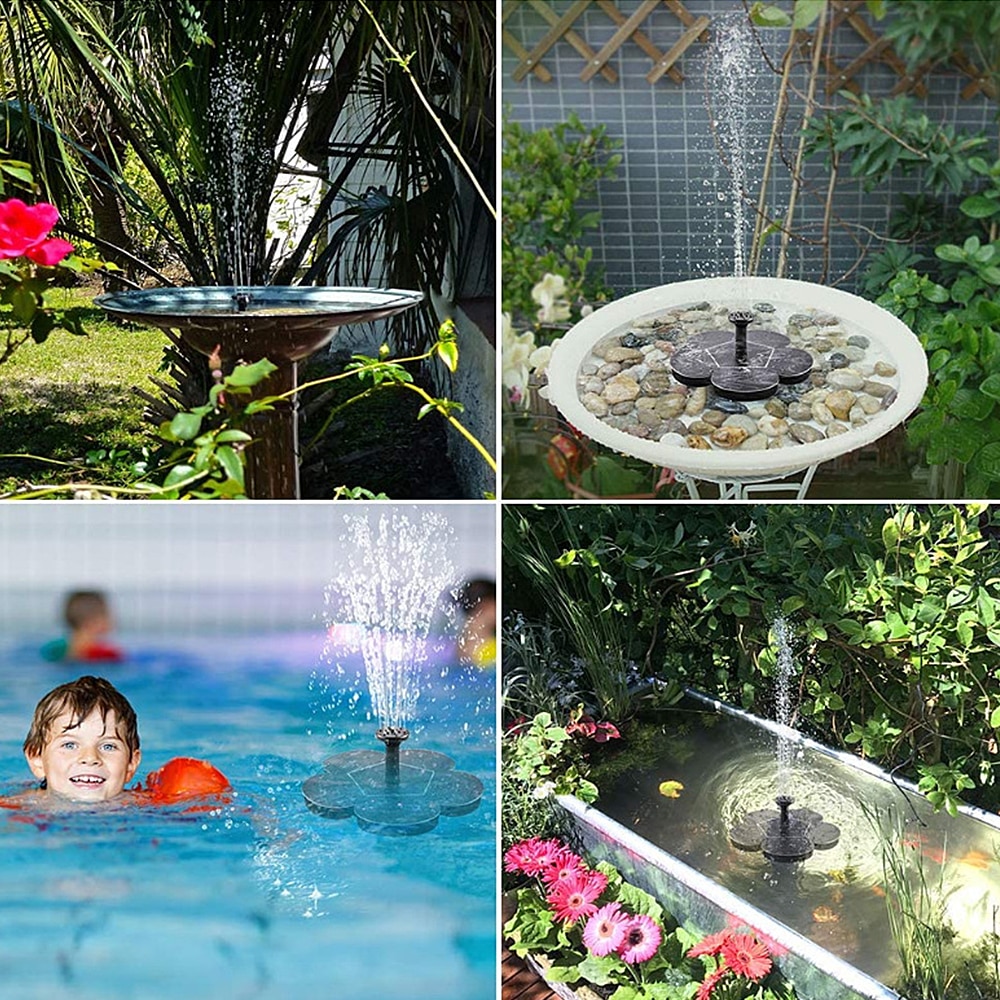 Solar Fountain Garden Water Fountain Pool Pond Bird Bath Patio Landscape Floating Solar Fountain Garden Decoration