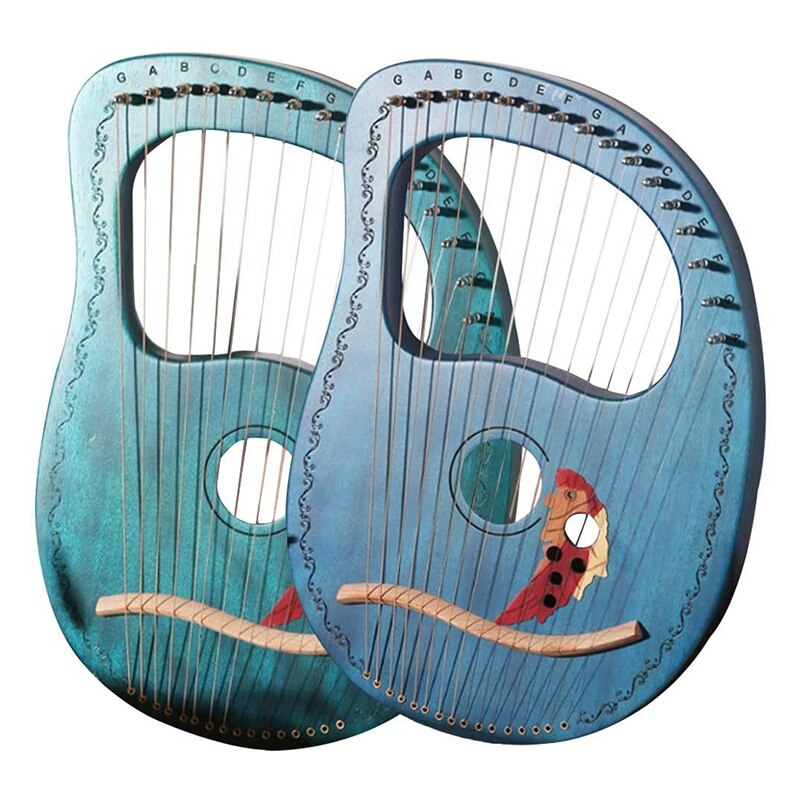 Lyre Harp 16 cuerda Harp Heptachord madera sólida Lye Harp con llave para afinar el para los amantes de la música principiantes, Verde