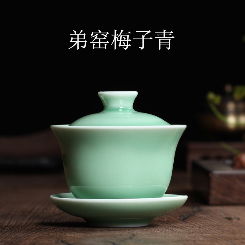 [grandness] kinesisk ge ovn longquan celadon porcelæn gaiwan kina tekopper og te skål keramisk 155ml knitre glasur tekande: D