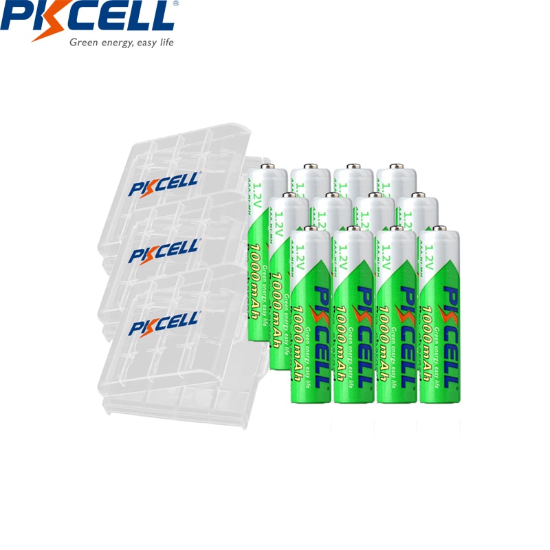 12Pc Pkcell Aaa Batterij 1.2V Nimh Aaa Oplaadbare Batterij Lage Self Ontladen Batterijen Aa 1000Mah Pilas En 3Pc Batterij Doos