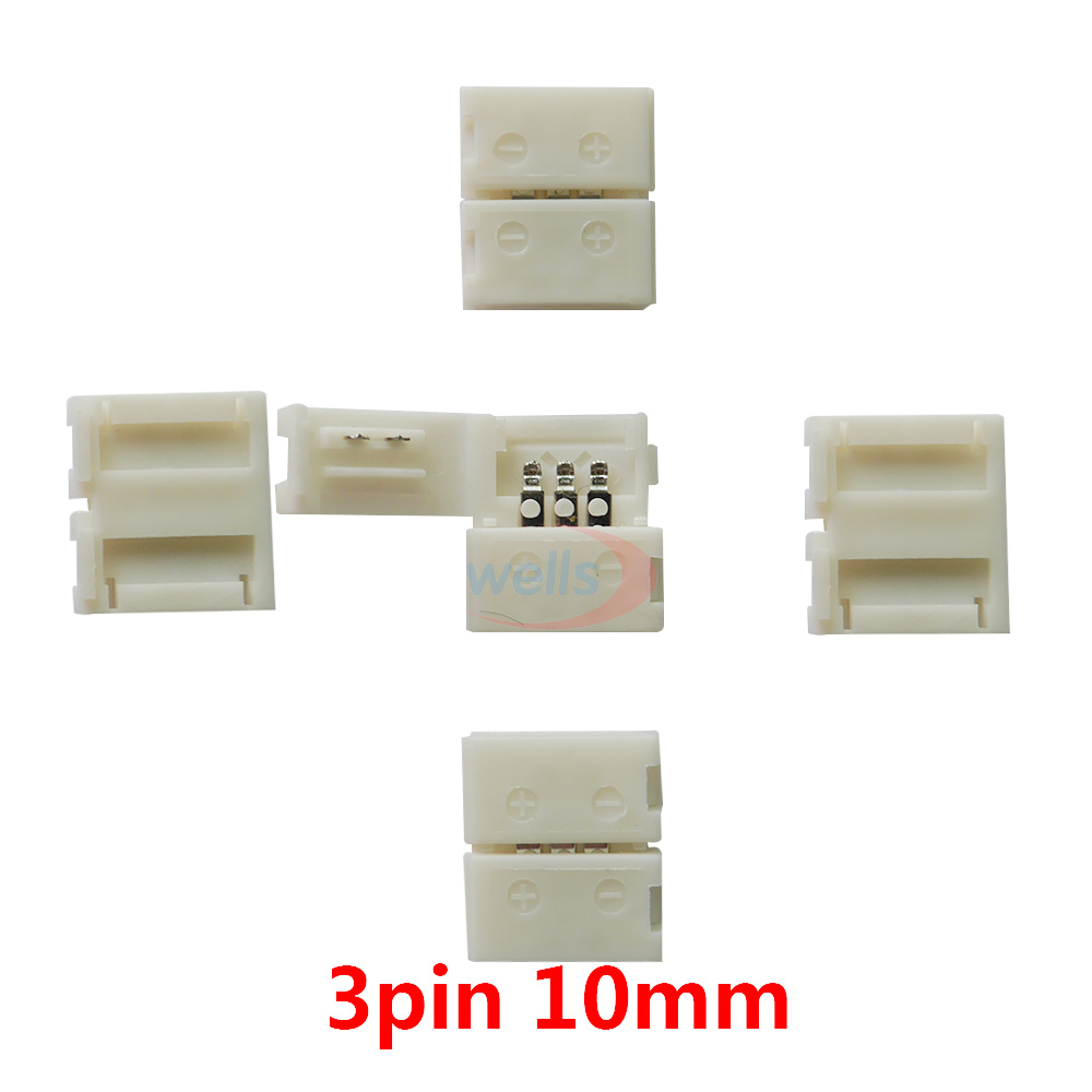 10 stk 2 pin 3 pin 4 pin 5 pin 6 pin l form led stik til tilslutning af hjørne retvinklet rgb rgbw rgbww 2811 2812 5050 led strip: 3 ben 10mm spænde