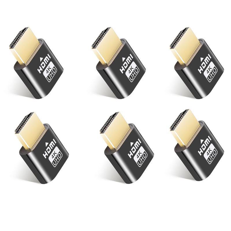 1/2/3/4/5/6Pcs HDMI EDID Emulator Adapter Dummy Plug Display Passthrough Eliminated Emulator Virtual Monitor 4K For PC Laptop: black