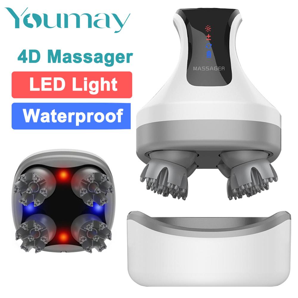 Youmay 4D Elektrische Head Massager Waterdicht Hoofdhuid Massage Voorkomen Haaruitval Draadloze Body Nek Massager Gezondheidszorg